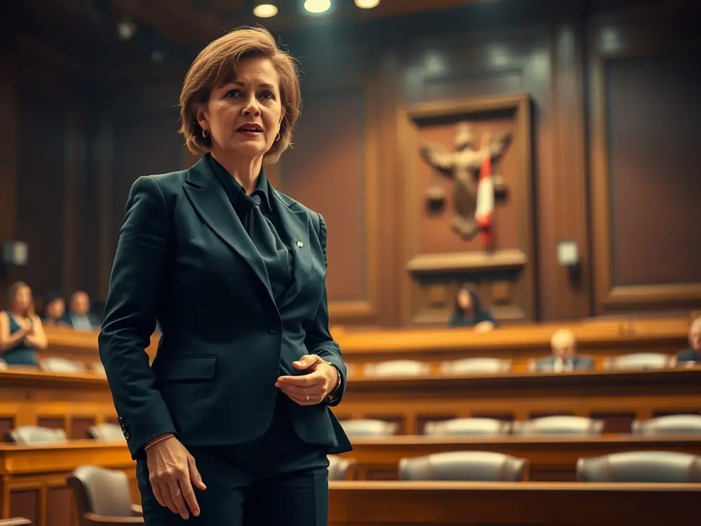 A courtroom scene with a lawyer defending a client, emphasizing the seriousness and dedication involved in criminal defense.